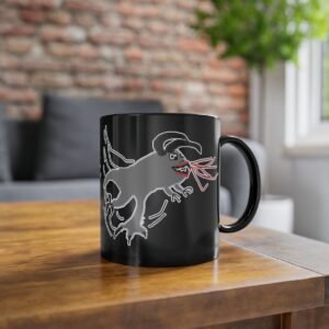 Juodas puodelis monstriukas Krebabas